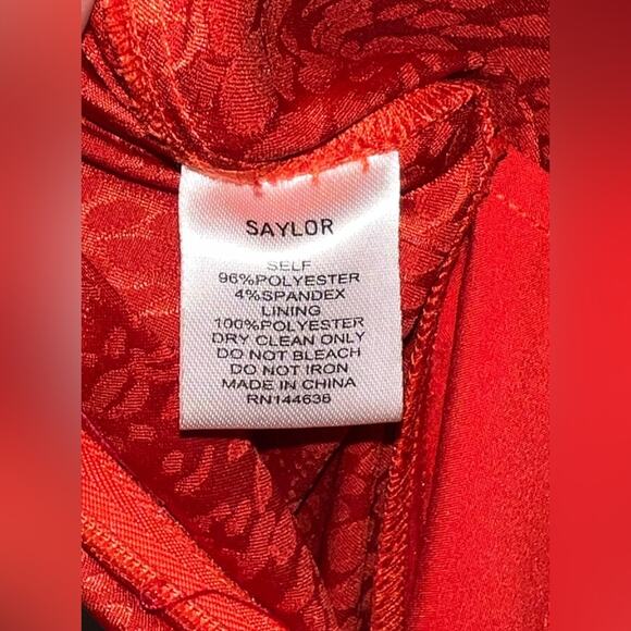 Saylor Red Orange Jacquard Jumpsuit Spaghetti Strap‎ Wide Leg XS Formal Wedding - Picture 5 of 12